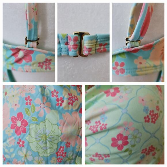 Size XL 15/17 Celebrity Pink Swim Multi-Colored Mismatched Floral One Piece - Picture 11 of 16